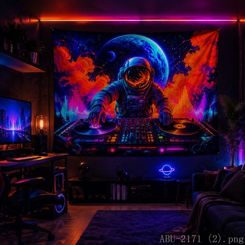 Tapiz con diseño de astronauta - Esports Gaming Bar reseña y precio
